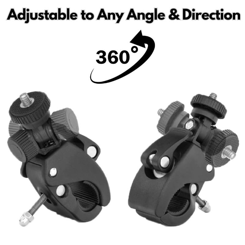 GRIFITI Nootle Quick Release Pipe Clamp 1/4 20 Thread Camera & Nootle Mount for Tripod Music Microphone Pole Stands Any Pipe Bar 1.5 in Handlebar Motorcycles Bike Mount Threaded Ball Bracket Clamps - Image 2